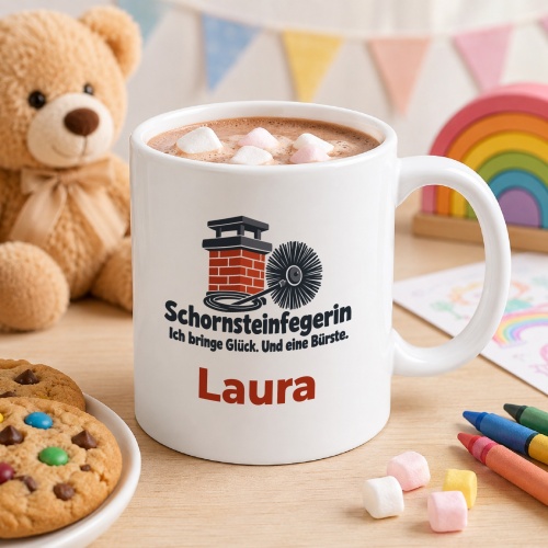 Personalisierte Tasse »Schornsteinfegerin«