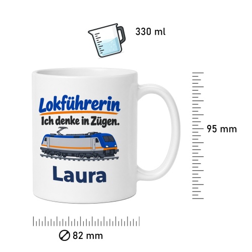Personalisierte Tasse »Lokführerin«