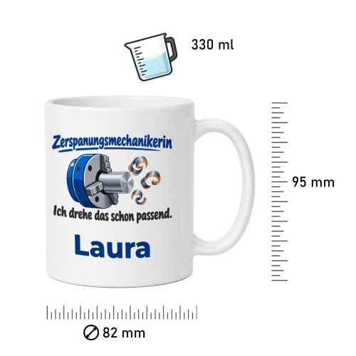 Personalisierte Tasse »Zerspanungsmechanikerin«