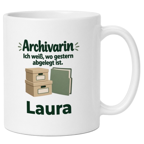 Personalisierte Tasse »Archivarin«