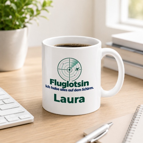 Personalisierte Tasse »Fluglotsin«