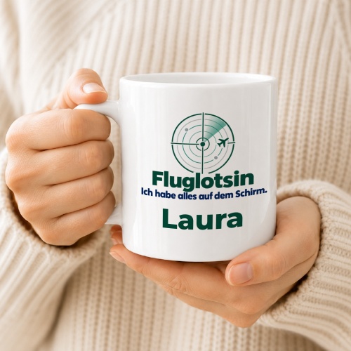 Personalisierte Tasse »Fluglotsin«