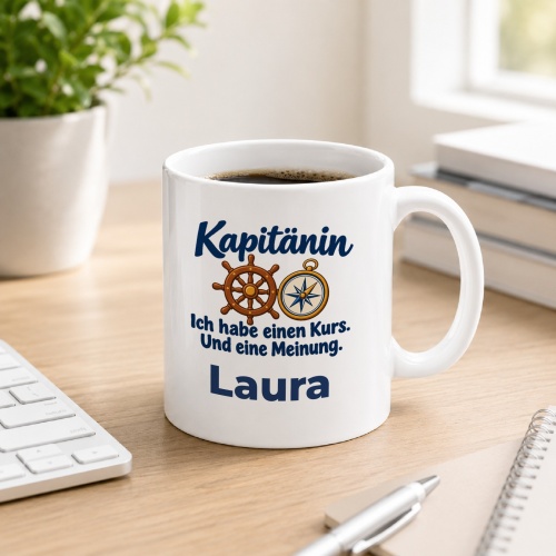 Personalisierte Tasse »Kapitänin«