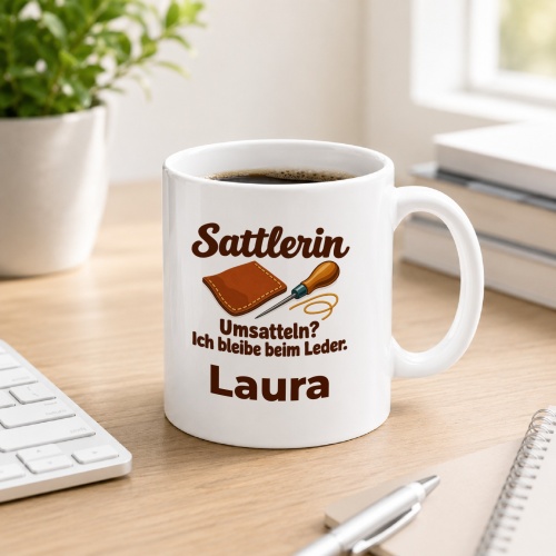 Personalisierte Tasse »Sattlerin«