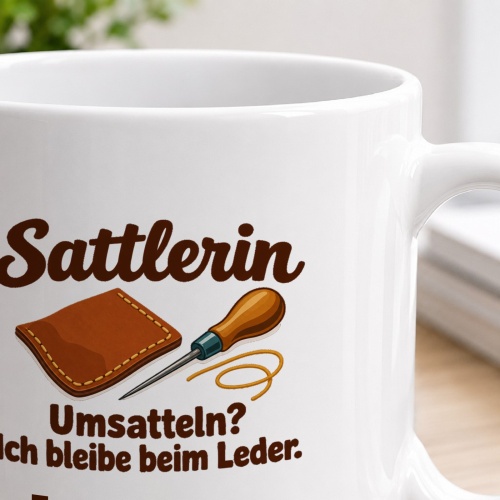 Personalisierte Tasse »Sattlerin«