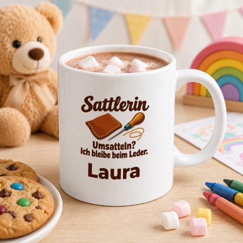Personalisierte Tasse »Sattlerin«