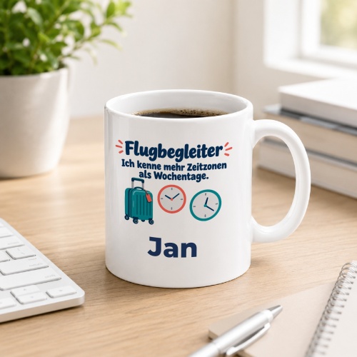 Personalisierte Tasse »Flugbegleiter«