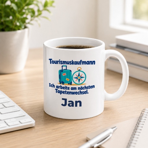 Personalisierte Tasse »Tourismuskaufmann«