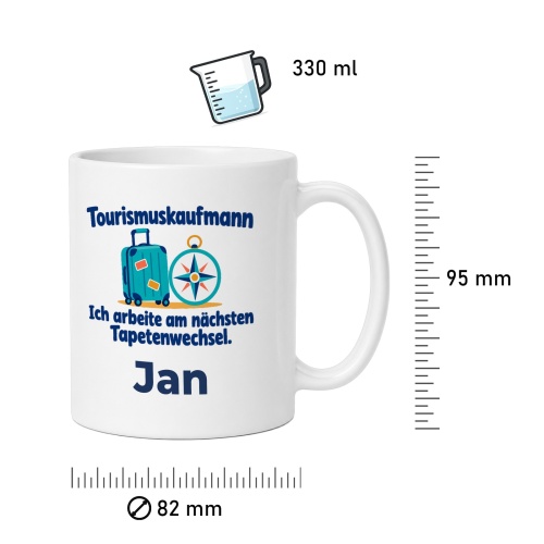 Personalisierte Tasse »Tourismuskaufmann«