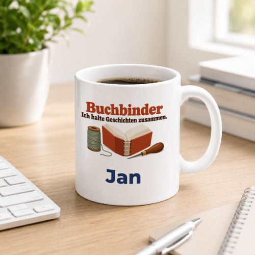Personalisierte Tasse »Buchbinder«