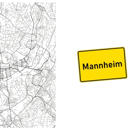 Tasse »Mannheim Stadtplan & Ortsschild«