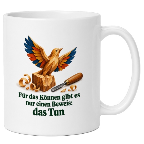 Tasse mit Spruch über Können