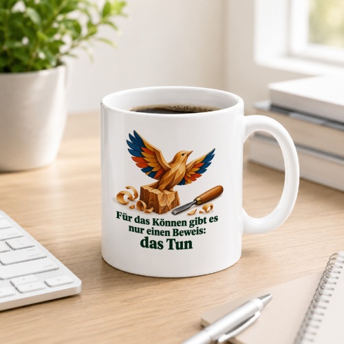 Tasse mit Spruch über Können
