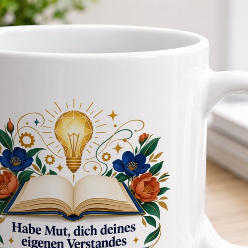 Tasse mit Spruch über Verstand