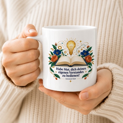Tasse mit Spruch über Verstand