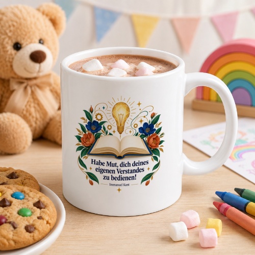 Tasse mit Spruch über Verstand