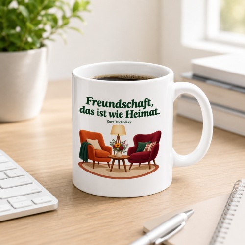 Tasse mit Spruch über Freundschaft