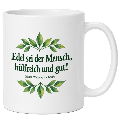 Tasse mit Spruch über Menschlichkeit