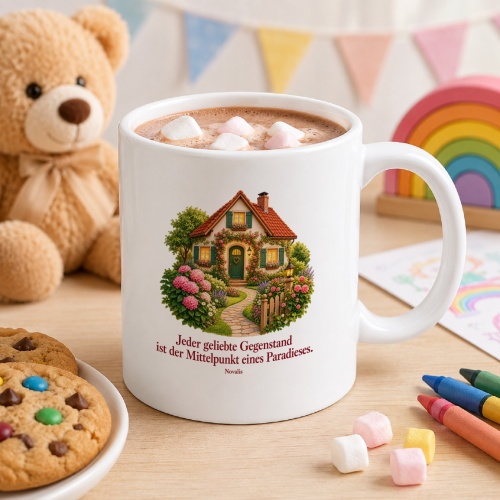 Tasse mit Spruch über Zuhause