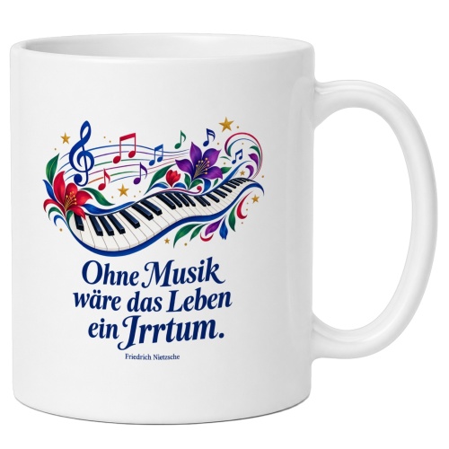 Tasse mit Spruch über Musik