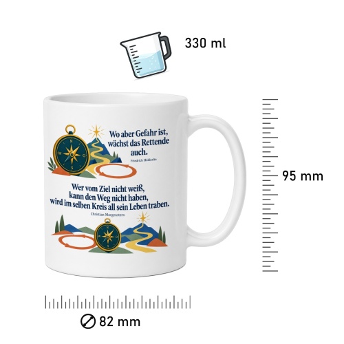 Tasse mit Spruch über Orientierung