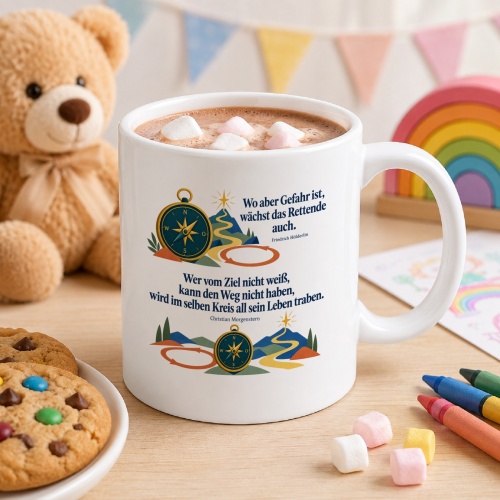 Tasse mit Spruch über Orientierung