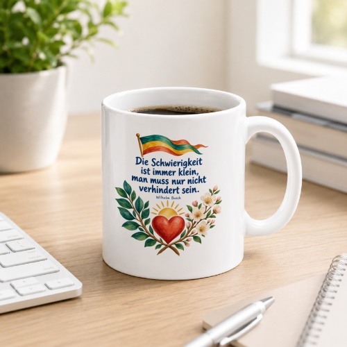 Tasse mit Spruch über Mut