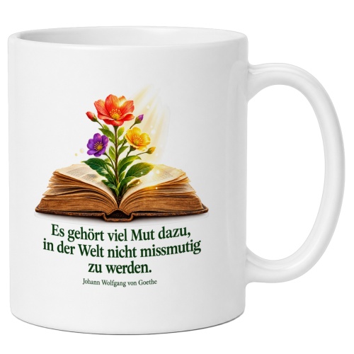 Tasse mit Spruch über Mut