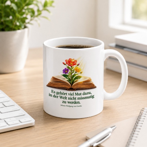 Tasse mit Spruch über Mut