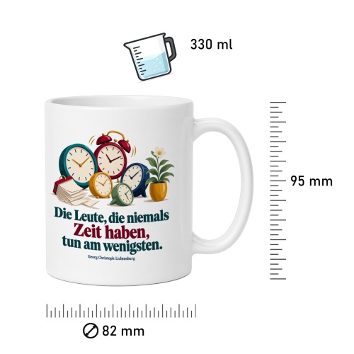 Tasse mit Spruch über Zeit