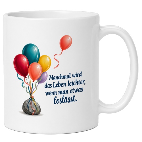 Tasse mit Spruch über Abschied
