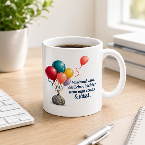 Tasse mit Spruch über Abschied