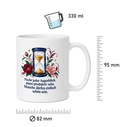 Tasse mit Spruch über Zeit