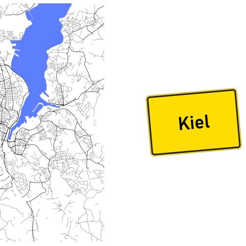 Tasse »Kiel Stadtplan & Ortsschild«