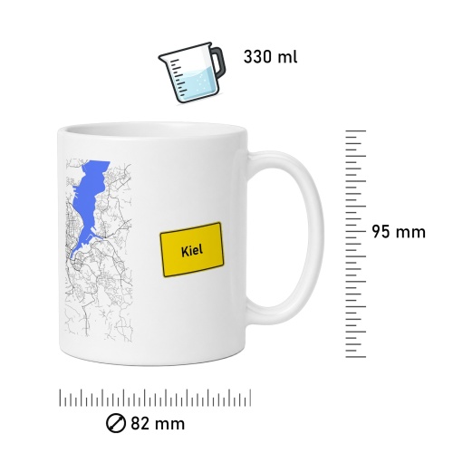 Tasse »Kiel Stadtplan & Ortsschild«