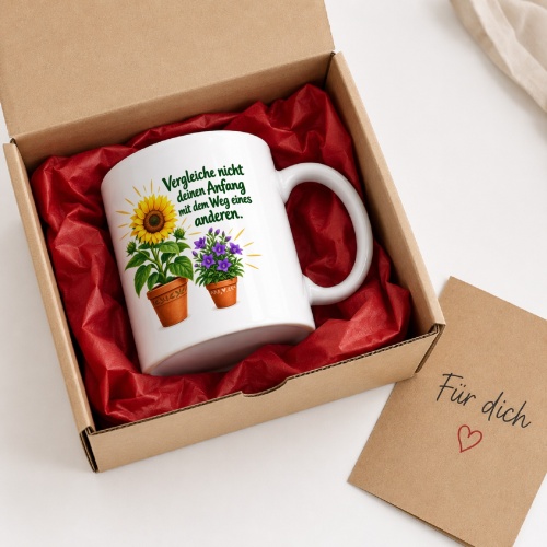 Tasse mit Spruch über Vergleichen