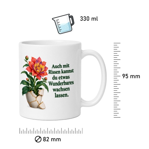 Tasse mit Spruch über Zuversicht