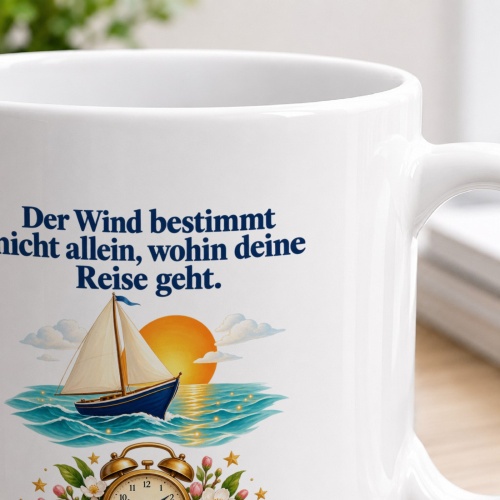 Tasse mit Spruch über Reise