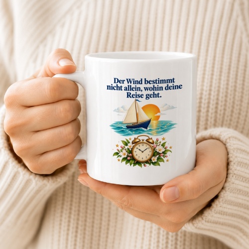 Tasse mit Spruch über Reise