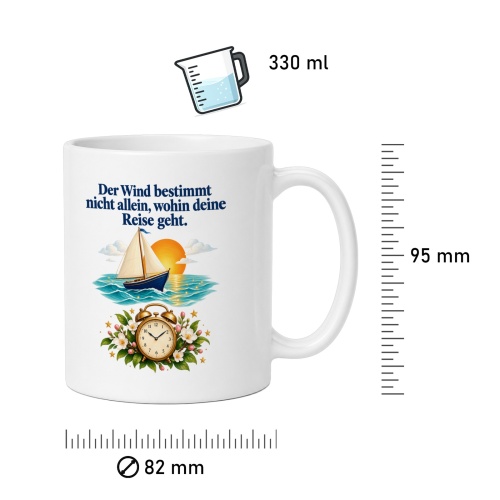 Tasse mit Spruch über Reise