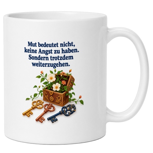 Tasse mit Spruch über Mut