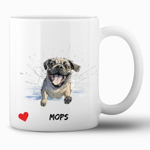 Tasse »Mops mit Herz-Motiv«