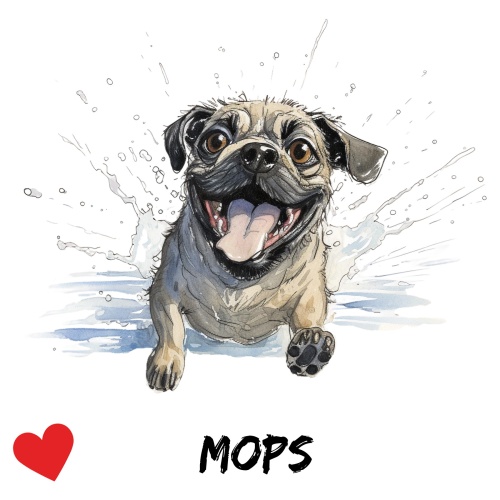 Tasse »Mops mit Herz-Motiv«