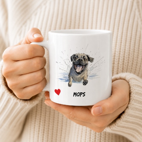 Tasse »Mops mit Herz-Motiv«
