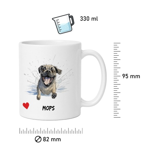 Tasse »Mops mit Herz-Motiv«