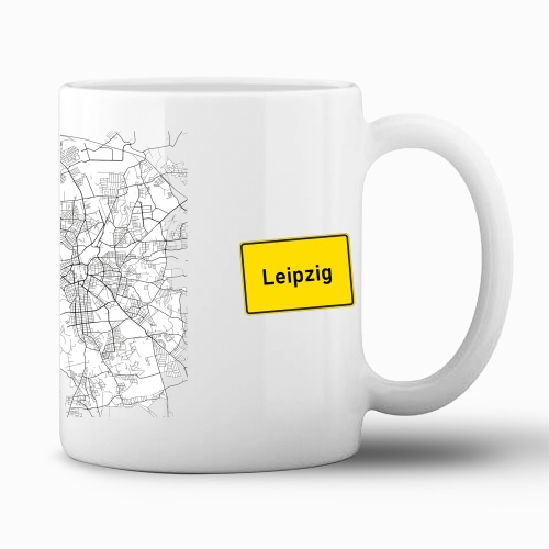 Tasse »Leipzig Stadtplan & Ortsschild«