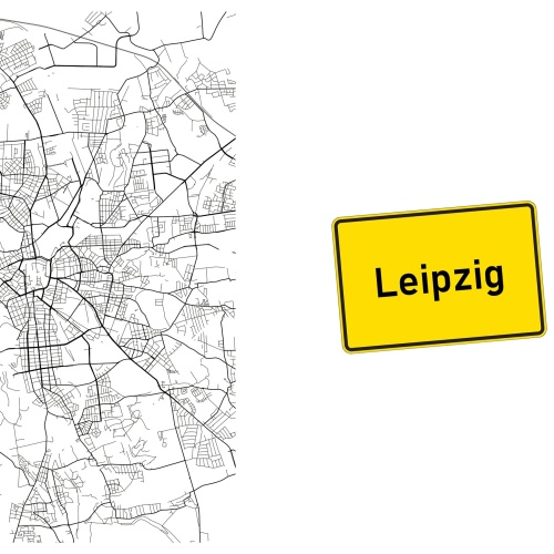 Tasse »Leipzig Stadtplan & Ortsschild«