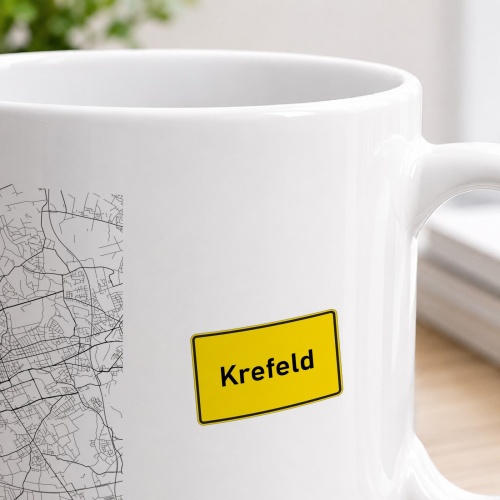 Tasse »Krefeld Stadtplan & Ortsschild«