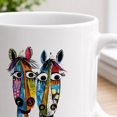 Tasse »Bunte Pferde – lustiges Tiermotiv«