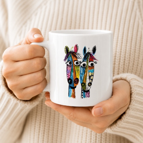 Tasse »Bunte Pferde – lustiges Tiermotiv«